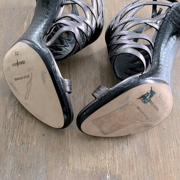Brian Atwood Pumps Marseille Gladiator Metal Heels Sandals Shoes 7.5- 38 - Picture 3 of 14